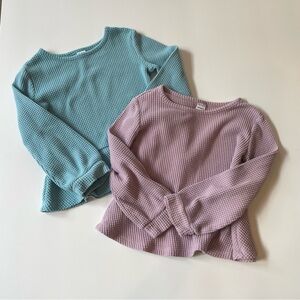 Carter's Girl’s 5T Long Sleeve Thermal Tops Blue + Pink